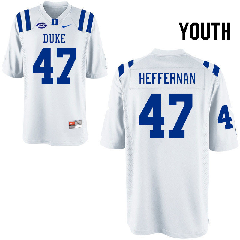Youth #47 Joe Heffernan Duke Blue Devils College Football Jerseys Stitched Sale-White